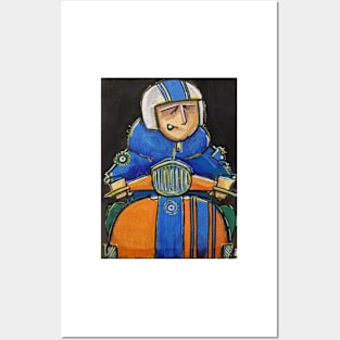 Retro Scooter, Classic Scooter, Scooterist, Scootering, Scooter Rider, Mod Art Posters and Art